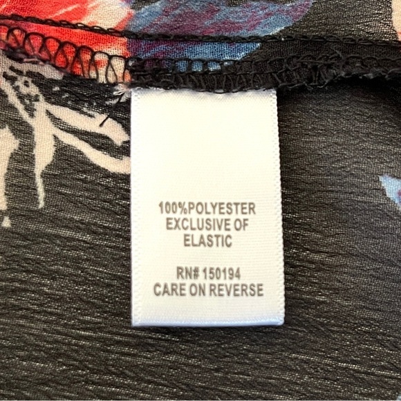 About a Girl Sheer Floral Smocked High Neck Blouse Size Medium - Picture 9 of 11